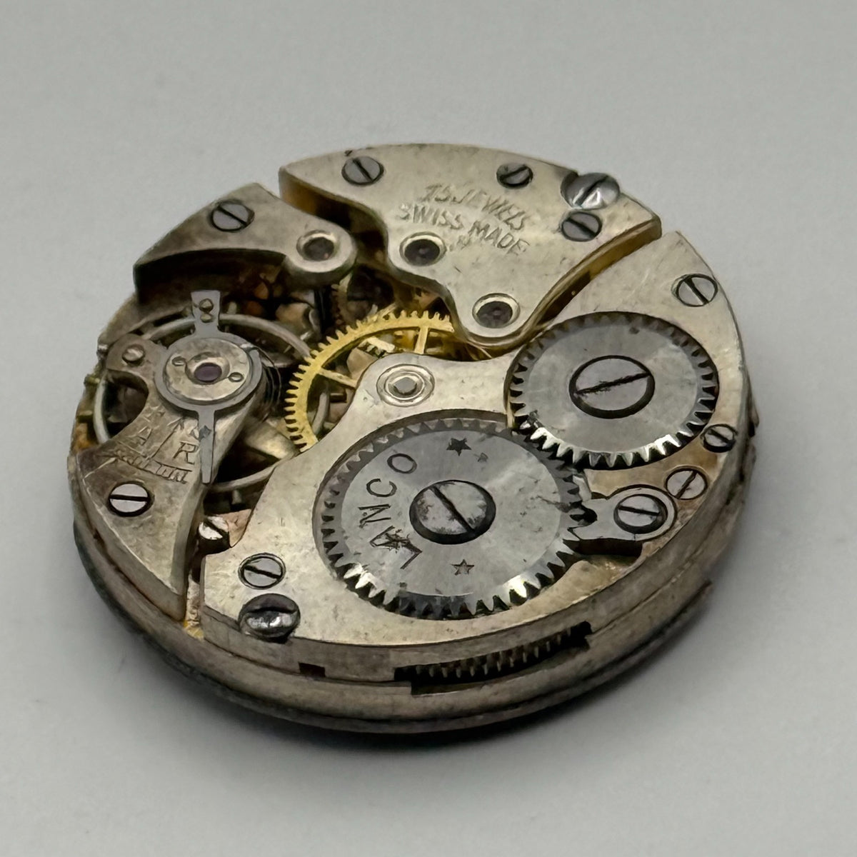 Lanco Watch Movement 15 Jewels Swiss Manual Wind Vintage Parts Repair 23.6mm