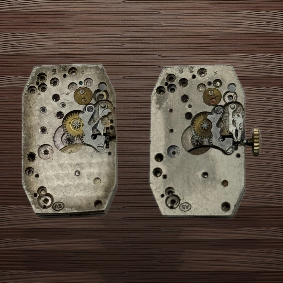 AS Watch Movement - x2 A. Schild Tank Tonneau - For Parts / Repair - 17.8mm