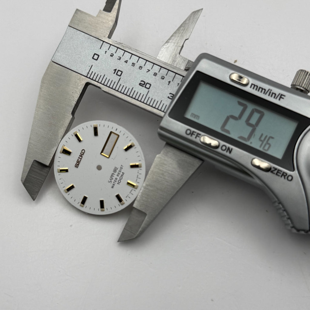 Seiko V743-8D60 Watch Dial Sapphire 100M White Japan Spare Parts Repair 29.4mm