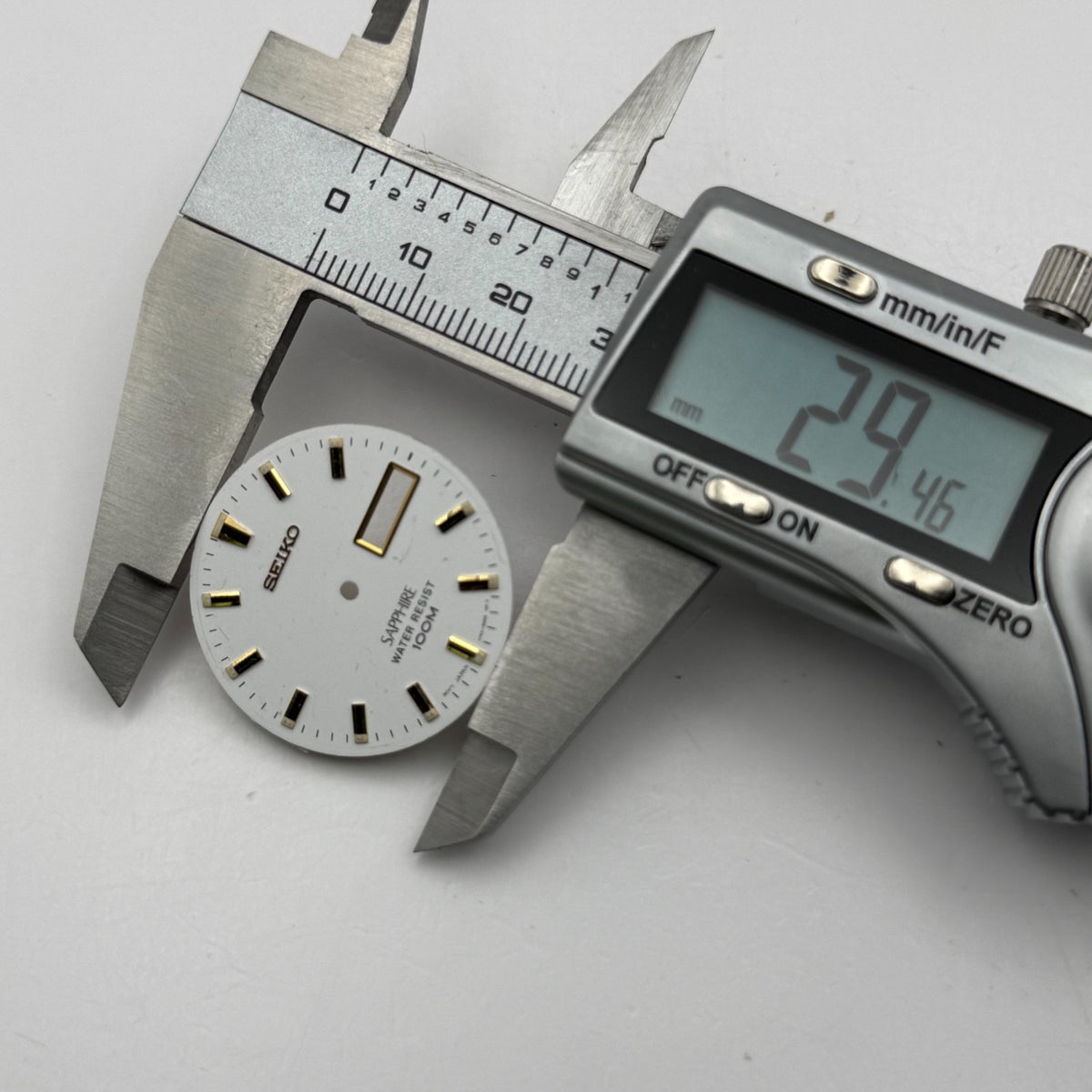 Seiko V743-8D60 Watch Dial Sapphire 100M White Japan Spare Parts Repair 29.4mm