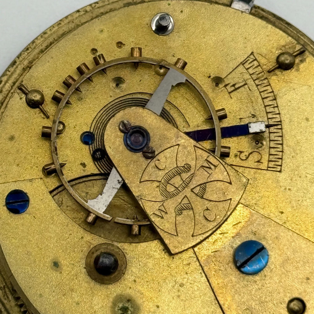 English Lever Pocket Watch Movement - CWMC Antique - For Parts / Repair - 42.9mm