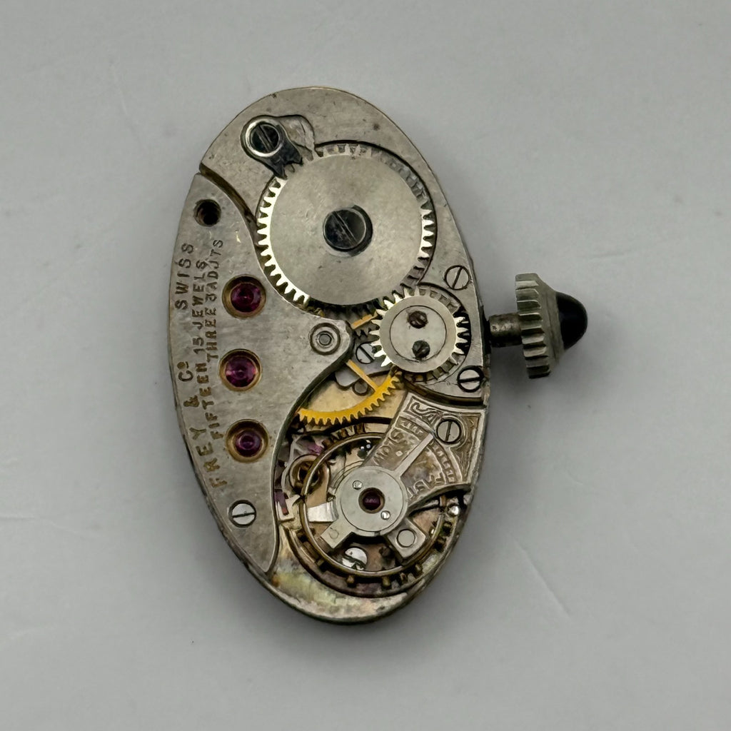 Frey & Co Watch Movement Running Grenad 15J Swiss Manual Wind Parts 14.7mm