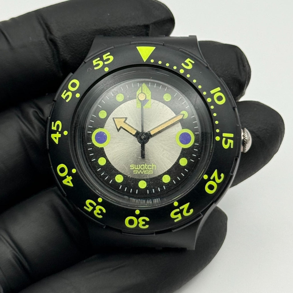 Vintage Swatch Scuba 200 Watch SDB102 Shamu Black Wave 1991 Swiss 40mm Parts