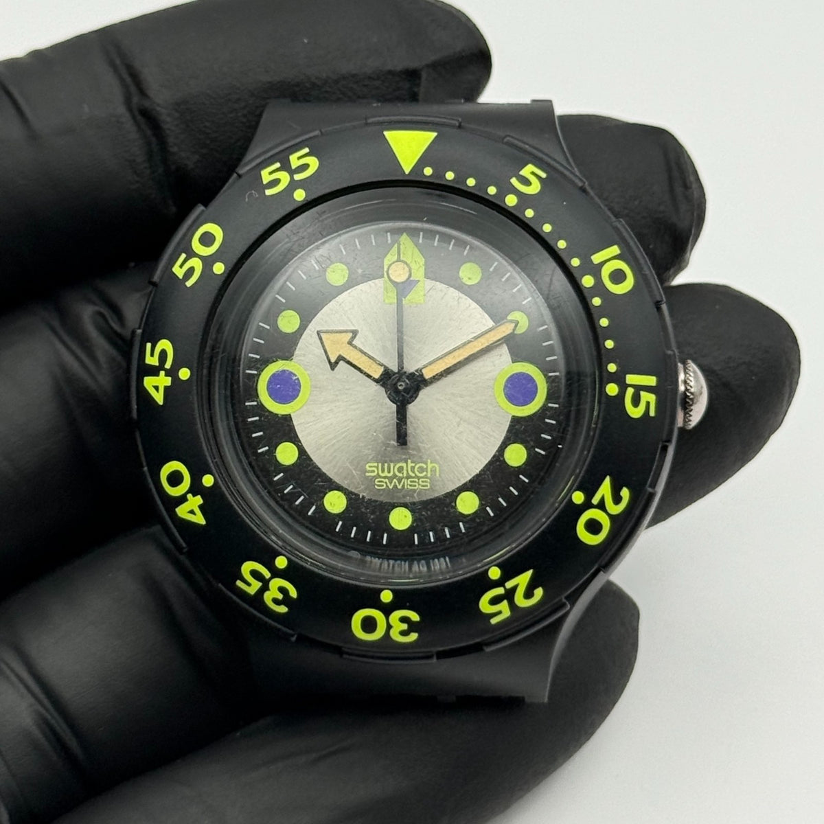Vintage Swatch Scuba 200 Watch SDB102 Shamu Black Wave 1991 Swiss 40mm Parts