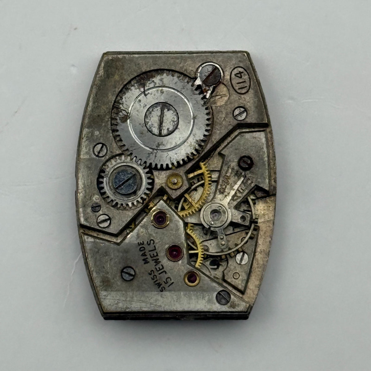 Record 114 Watch Movement Swiss 15 Jewels Manual Wind Parts Repair 20.1mm