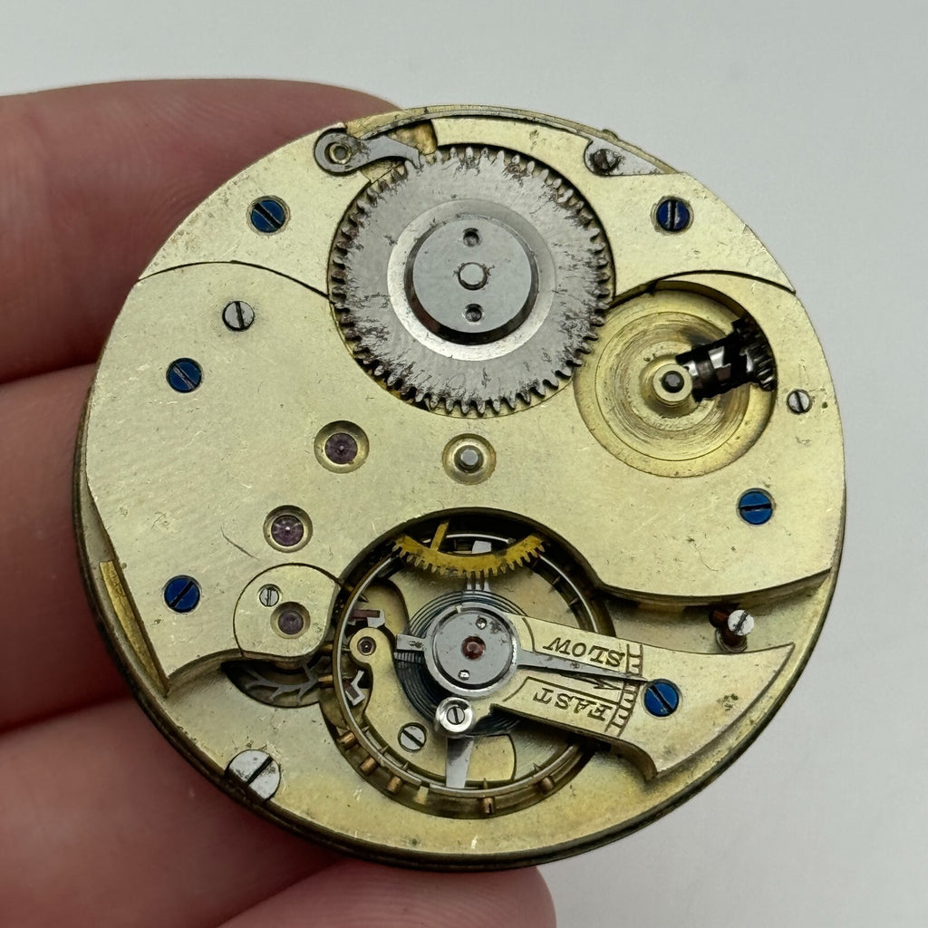 Open Face Unidentified Swiss Pocket Watch Movement Parts Repair Spares 43.2mm