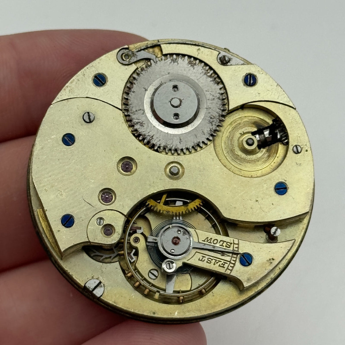 Open Face Unidentified Swiss Pocket Watch Movement Parts Repair Spares 43.2mm