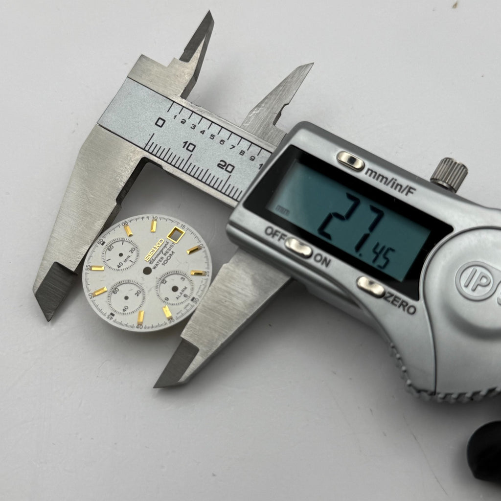 Seiko 7T62-0070 Watch Dial Chronograph 100M Silver Spare Parts Repair 27.4mm