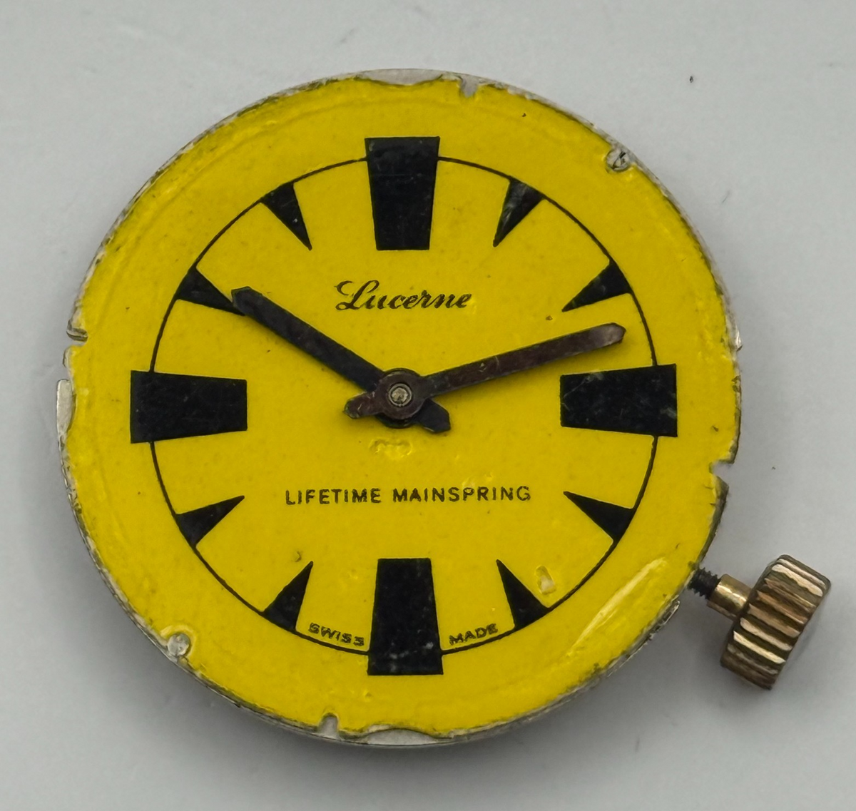 Desa 320 Watch Movement Lucerne Black Yellow Dial Burgana Manual Parts 34.6mm