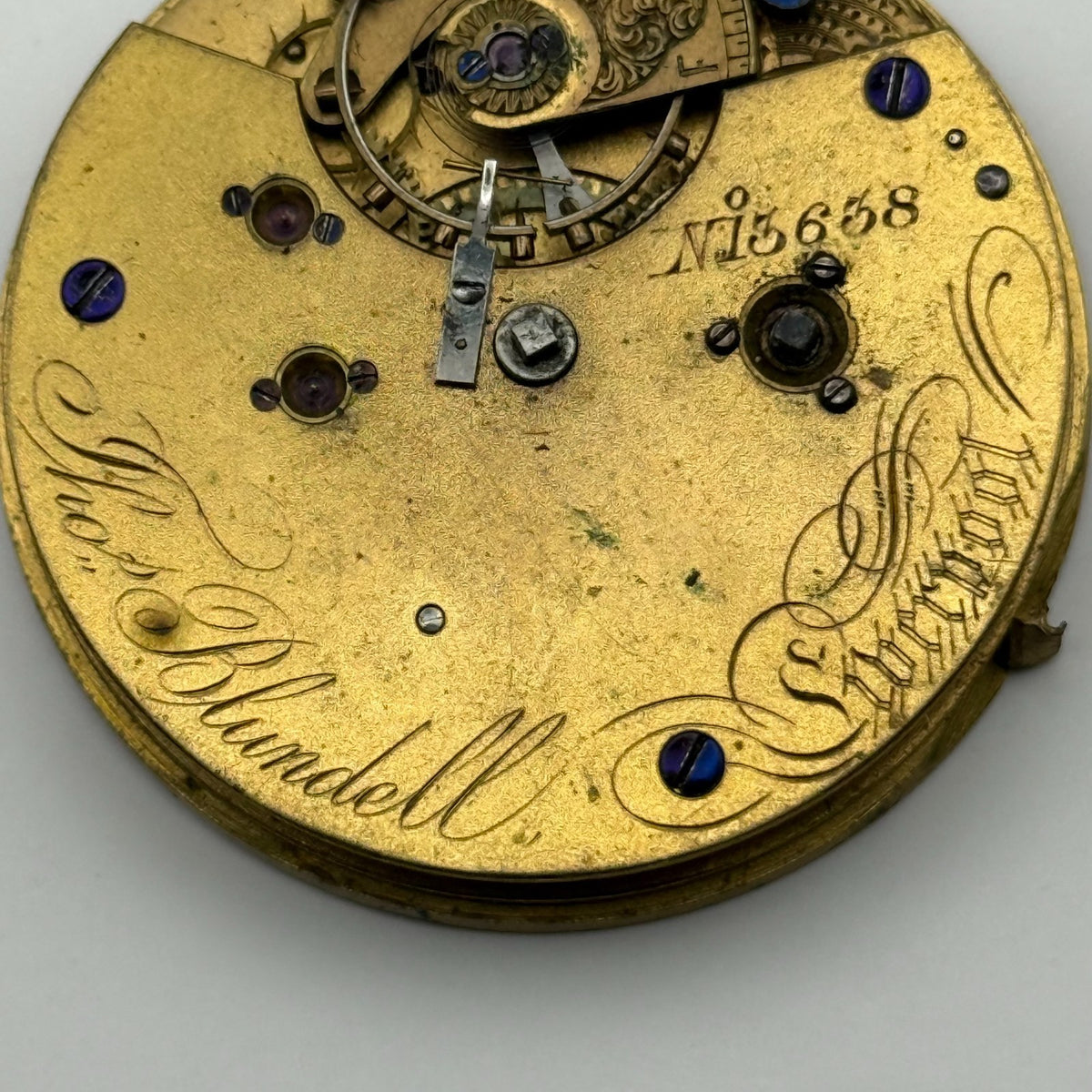 Thomas Blundell Liverpool Pocket Watch Movement - Lever - Running / Parts 42.7mm