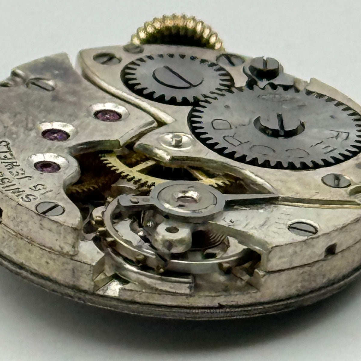Record Watch Movement 15 Jewels Swiss Manual Wind Vintage Parts Repair 19.6mm