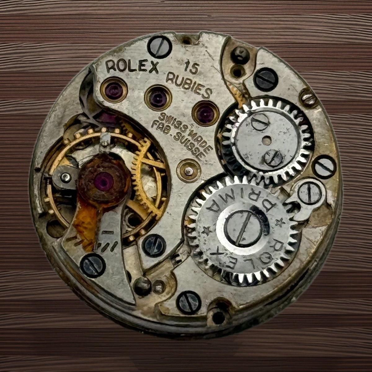 Rolex Prima Watch Movement + Dial 15 Rubies To Restore Or For Parts 20mm