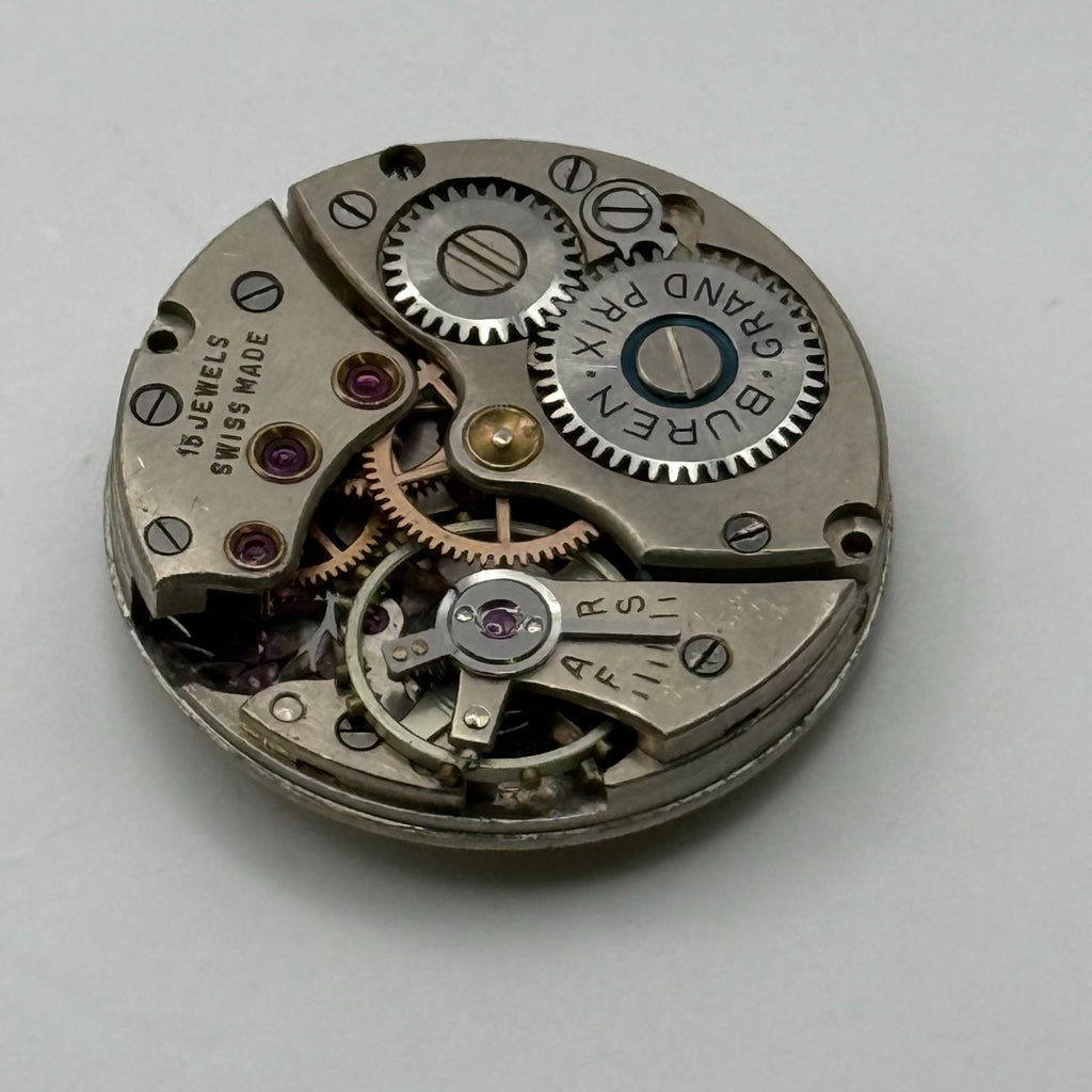 Buren 337 Watch Movement Buren Grand Prix 15 Jewels Swiss Parts Repair 19.3mm
