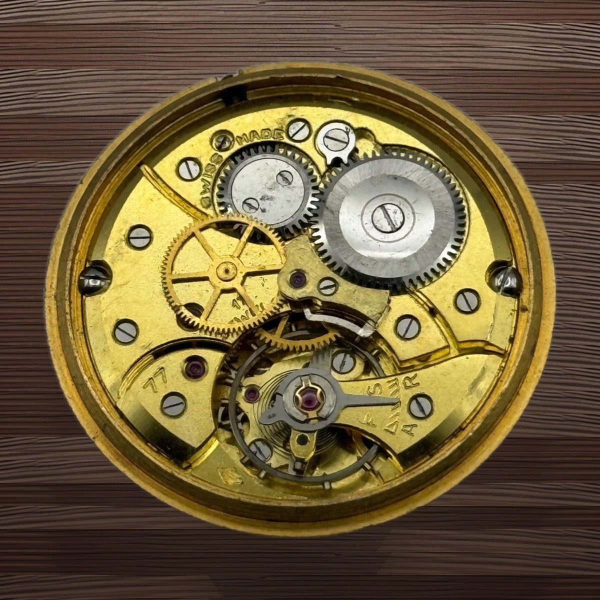 Revue 77 Watch Movement Rotary Maximus 17 Jewels Incabloc Manual Wind Parts 30mm