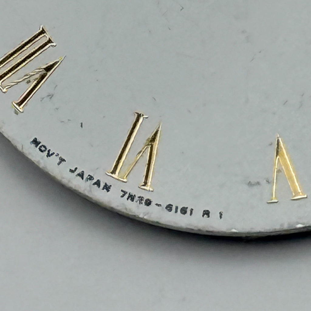 Seiko 7N20-6161 Watch Dial White Japan Vintage Spare Parts Repair 26.4mm