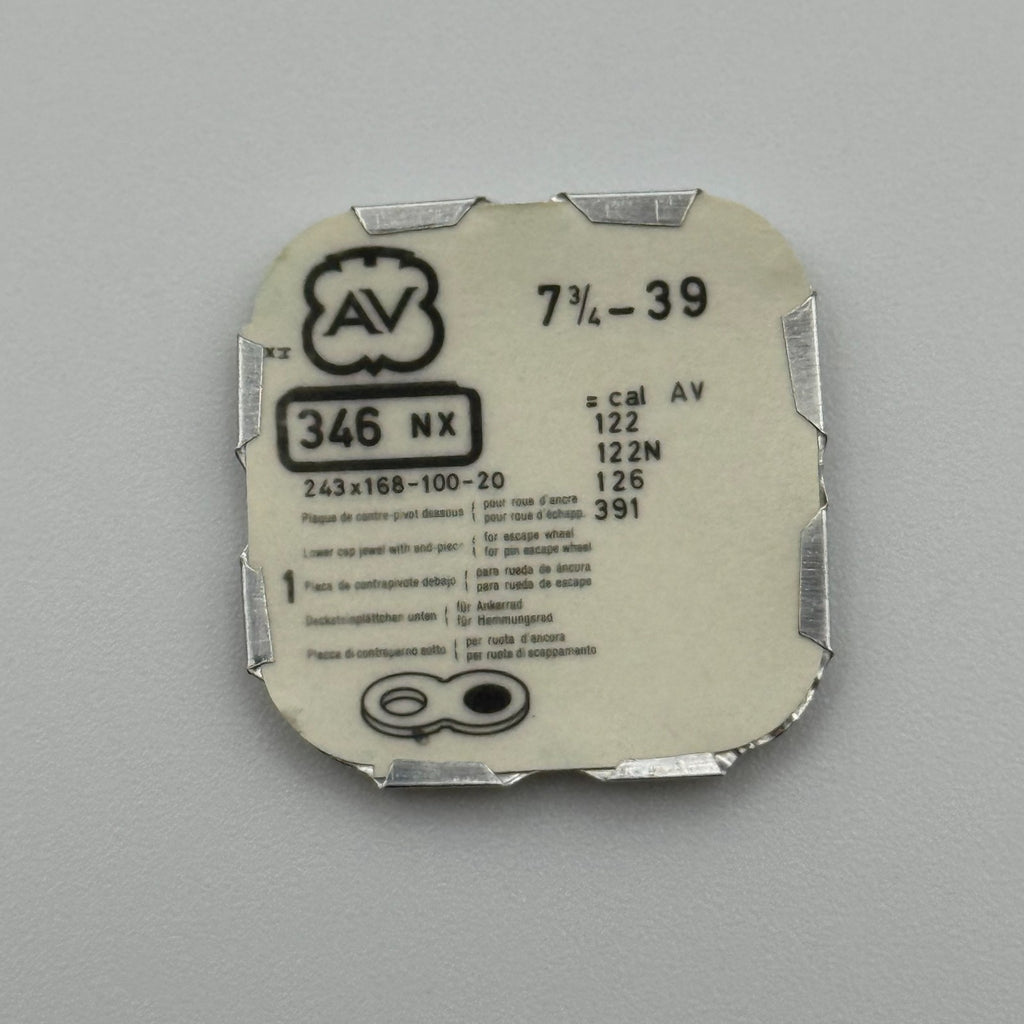 AV 39 Lower Cap Jewel With End Piece - 7 3/4 - 346 NX - NOS - Watch Parts
