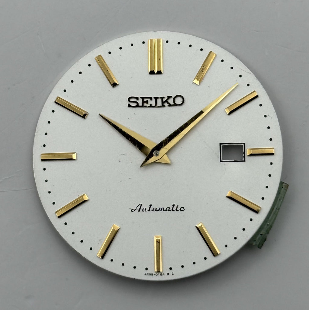 Seiko 4R35- O1G4 Watch Dial Automatic White Japan Spare Parts Repair 34.9mm