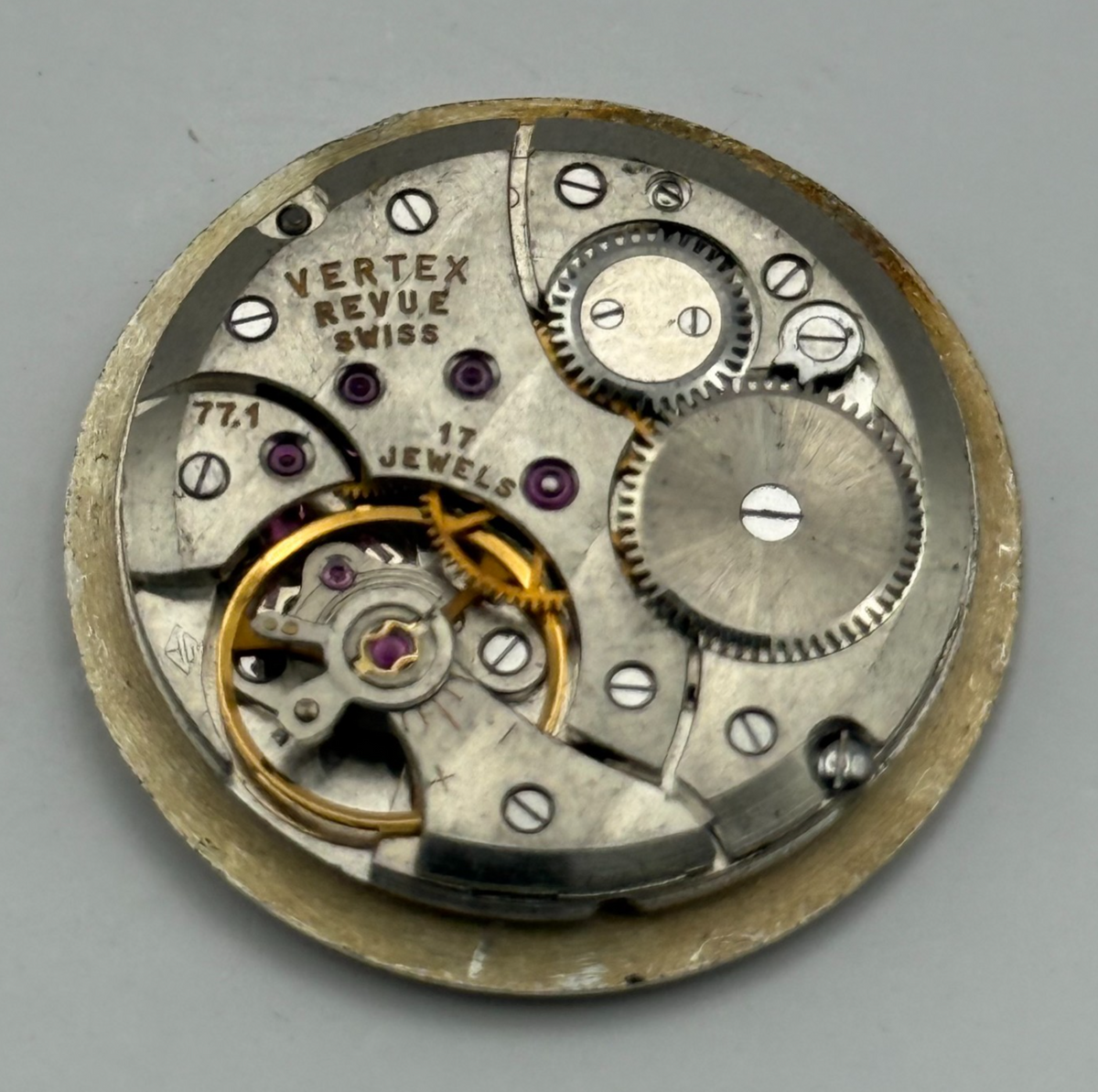 Vertex Revue 77.1 Watch Movement 17 Jewels Swiss Running Manual Wind Parts 26mm