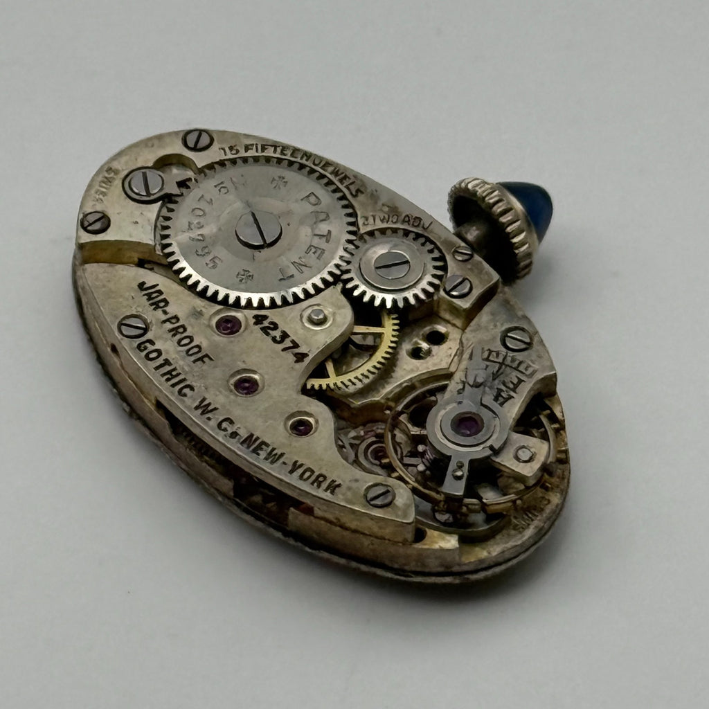 Gothic Jar-Proof Watch Movement New York American Ladies 15 Jewels Parts 14.8mm