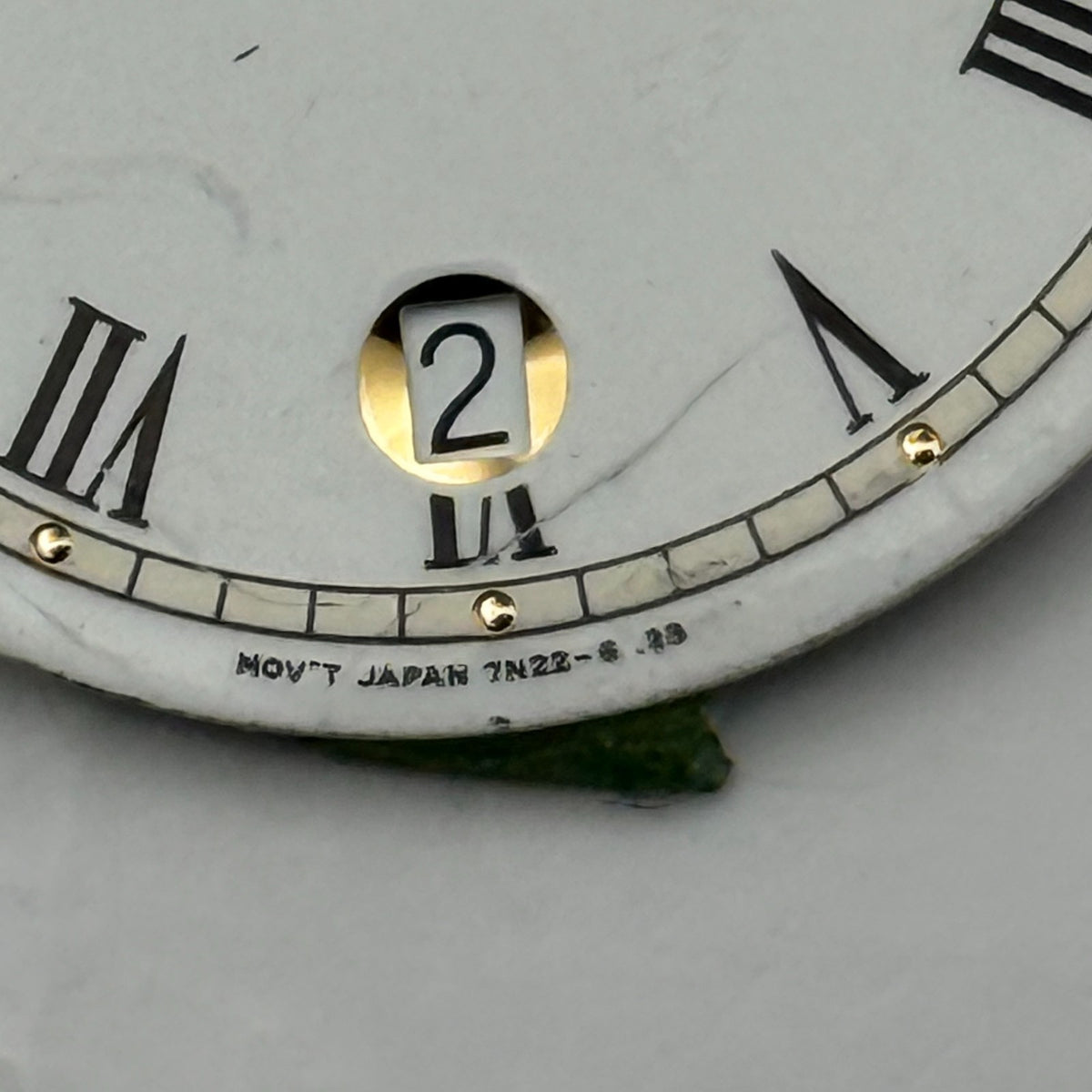 Seiko 7N22-6 Watch Dial Quartz White Japan Vintage Spare Parts Repair 27.5mm
