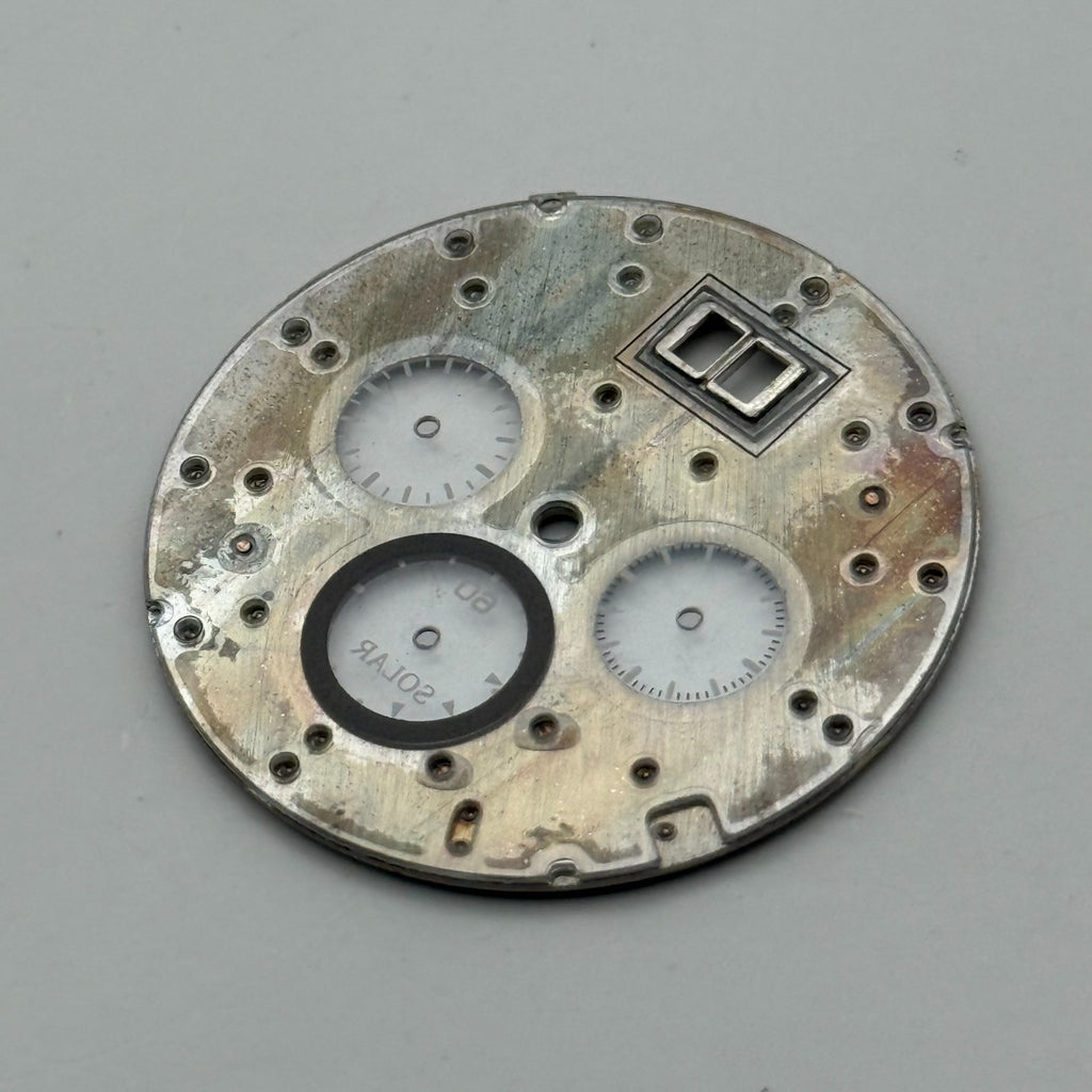Seiko V156-0R58 Watch Dial Coutura Solar Silver Tone Spare Parts Repair 33mm