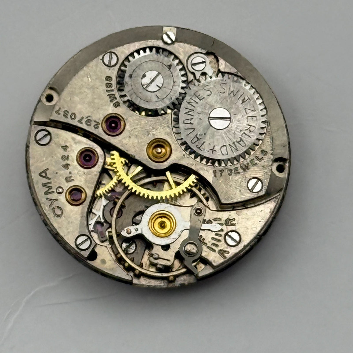 Cyma R424 Watch Movement Cymaflex 17J Swiss Manual Wind Parts Repair 19.7mm