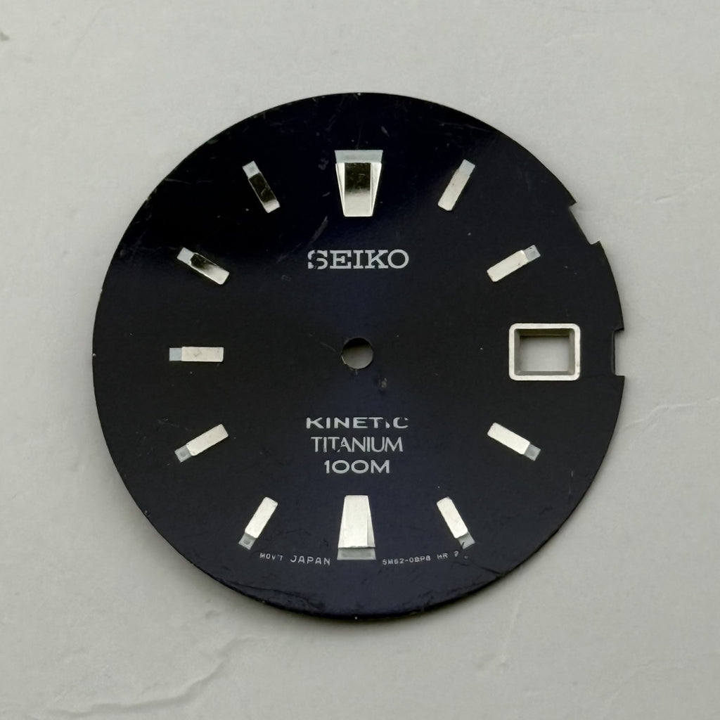 Seiko 5M62-08P8 Watch Dial Kinetic Titanium 100M Black Spare Parts Repair 28.9mm