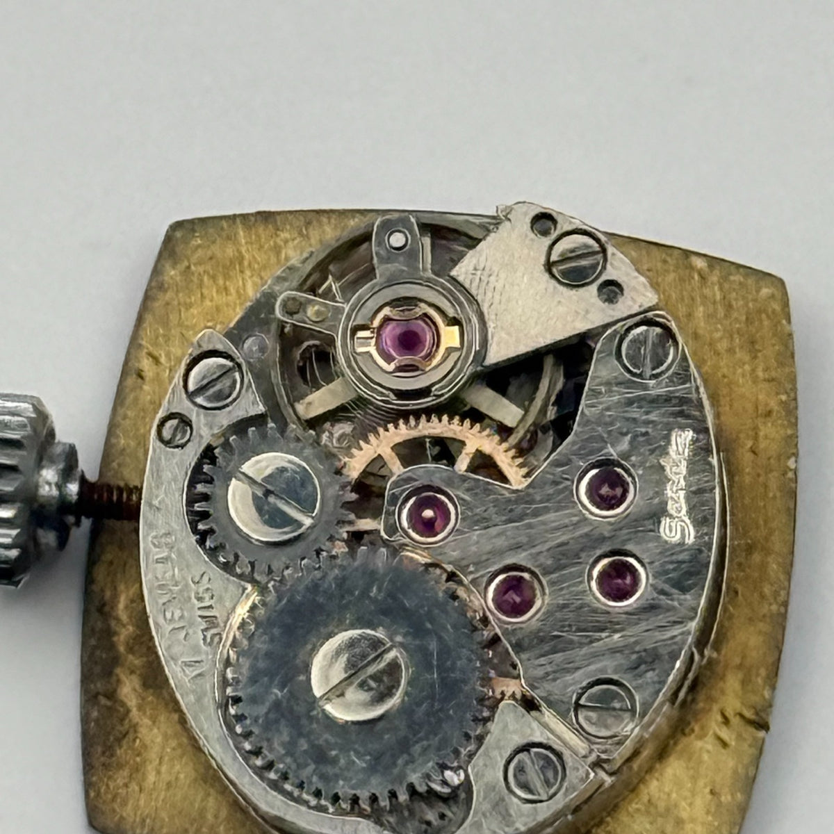 Stone Dial Watch Movement SGT Sandoz Ladies 17 Jewels Manual Wind Parts 12.7mm