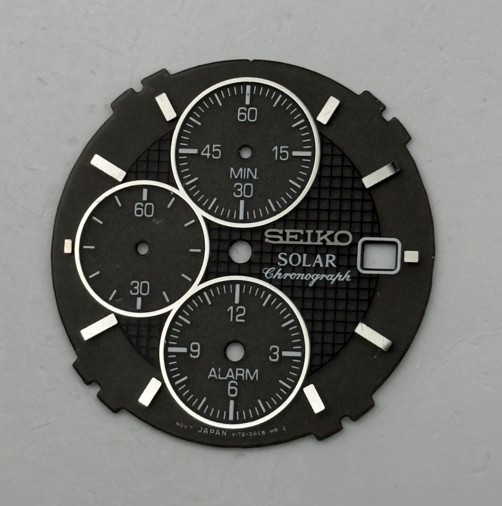 Seiko V172-0AC8 Watch Dial Solar Chronograph Alarm Spare Parts Repair 28.2mm