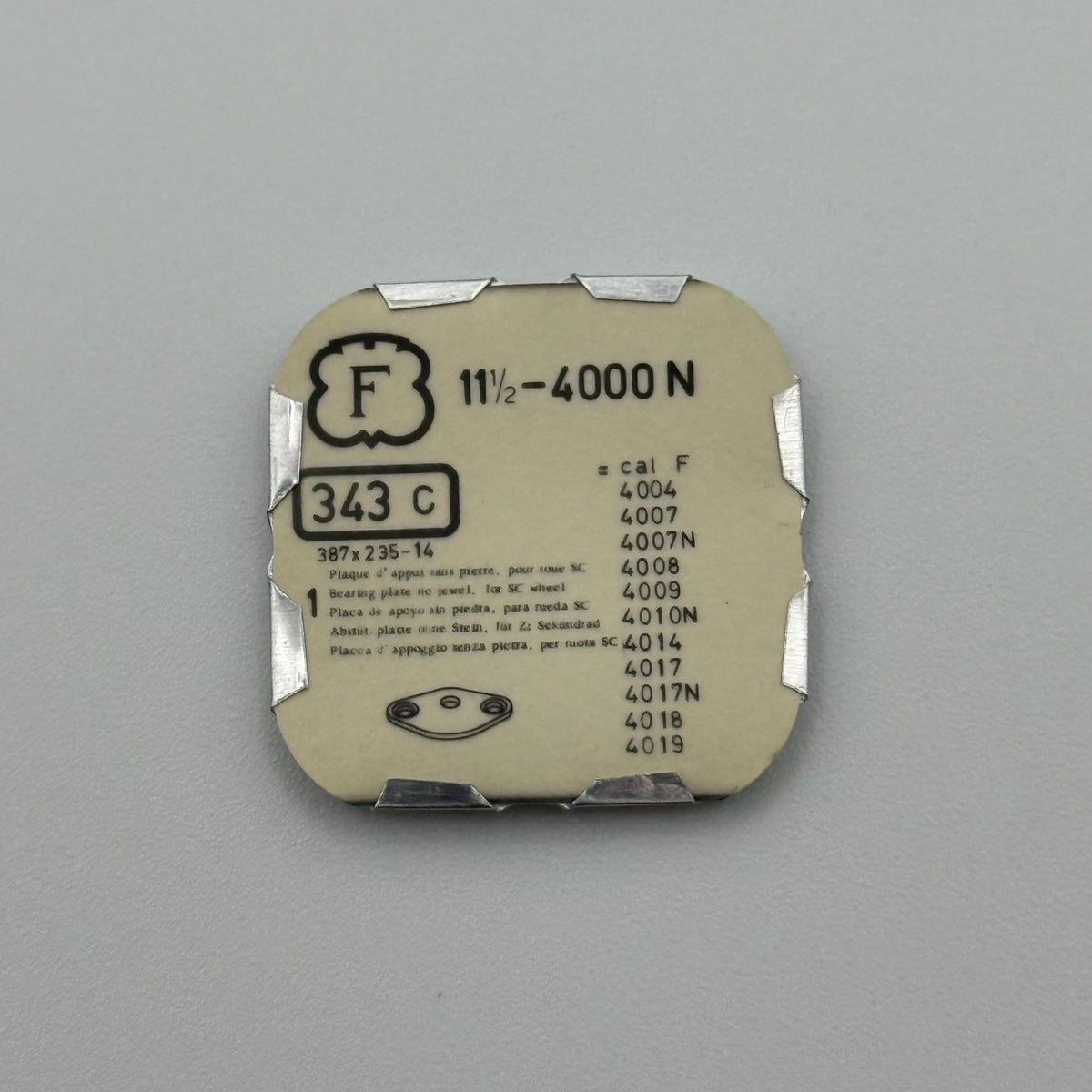 Felsa 4000N Bearing Plate - 11 1/2 - 343 - New Old Stock - Watch Parts