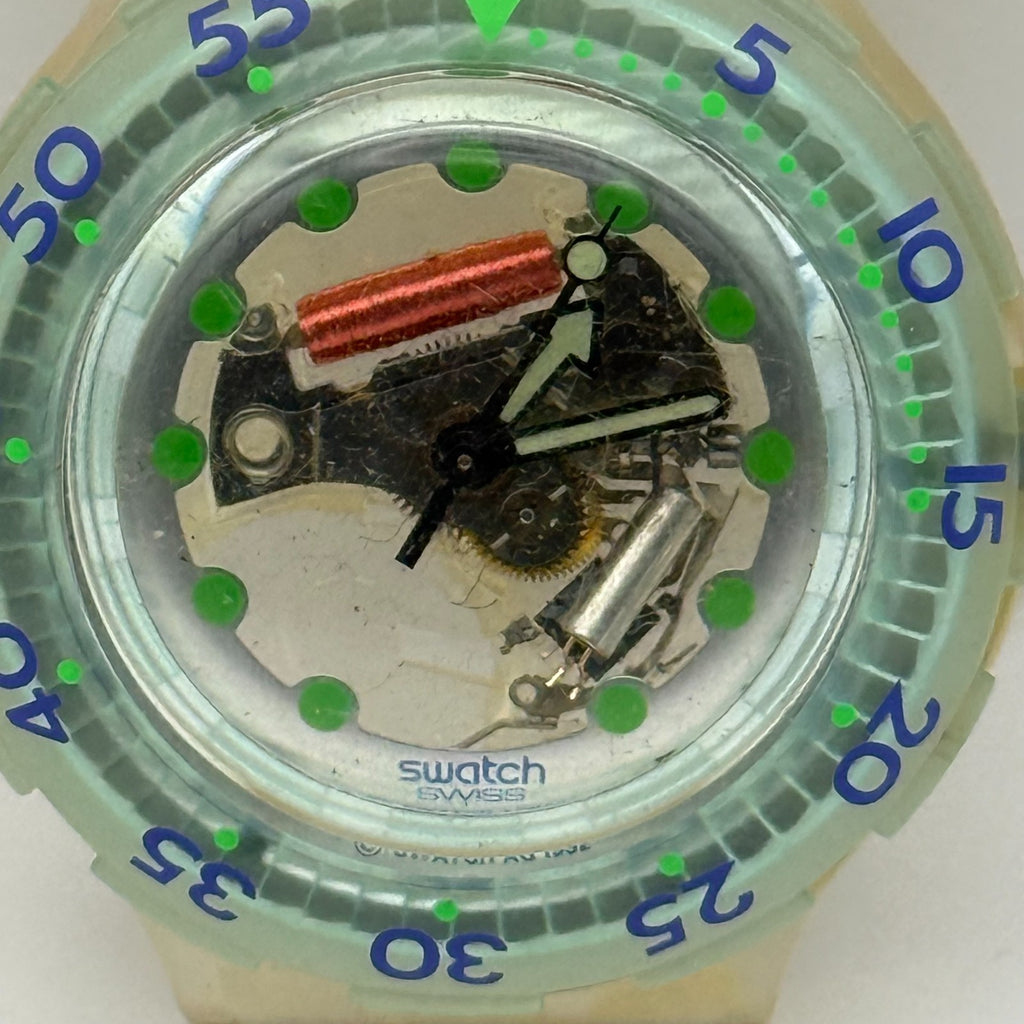 Vintage Swatch Scuba 200 Watch SDK107 Blue Ice 1995 ETA Quartz Swiss 40mm Parts 