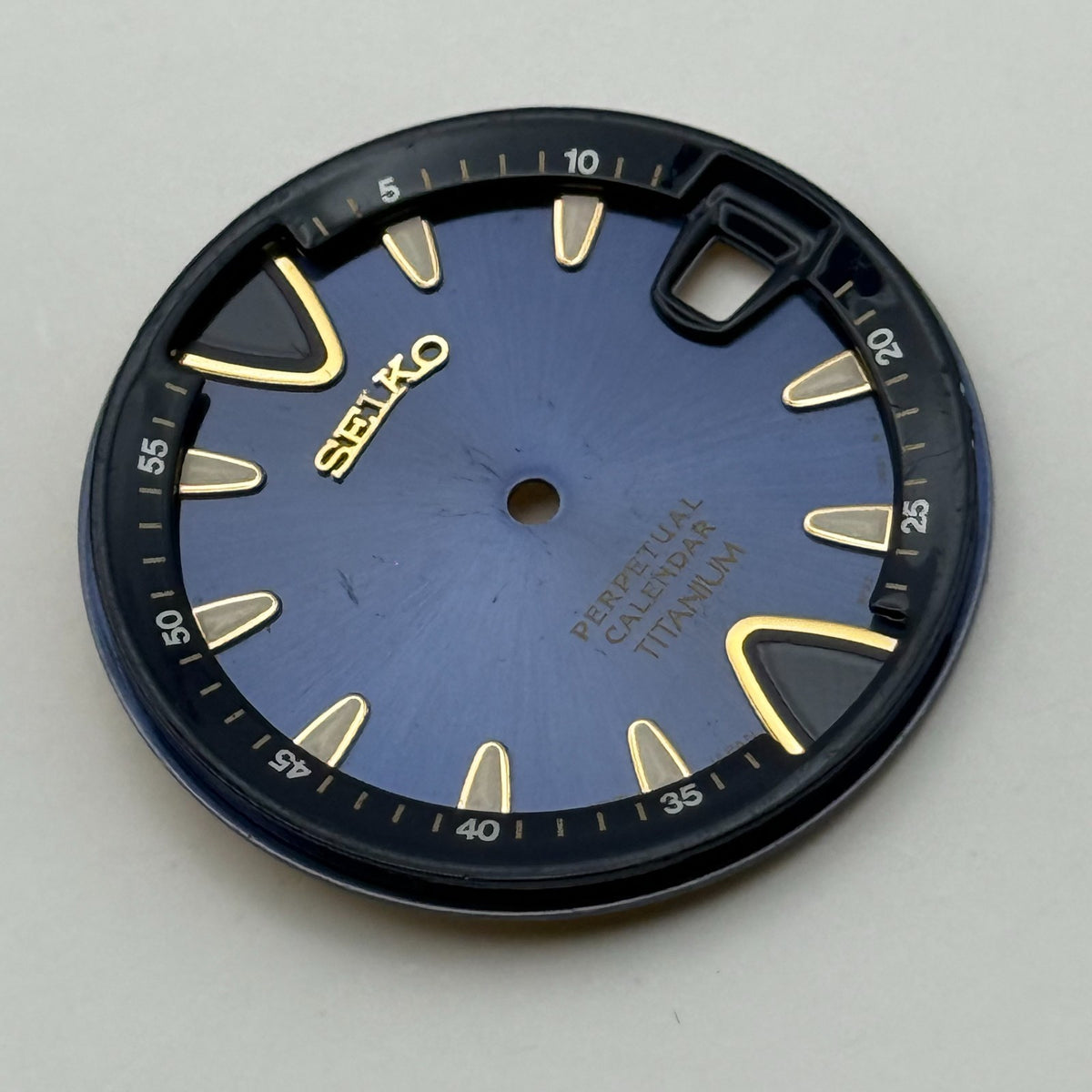 Seiko Watch Dial Perpetual Calendar Titanium Blue Spare Parts Repair 29.4mm