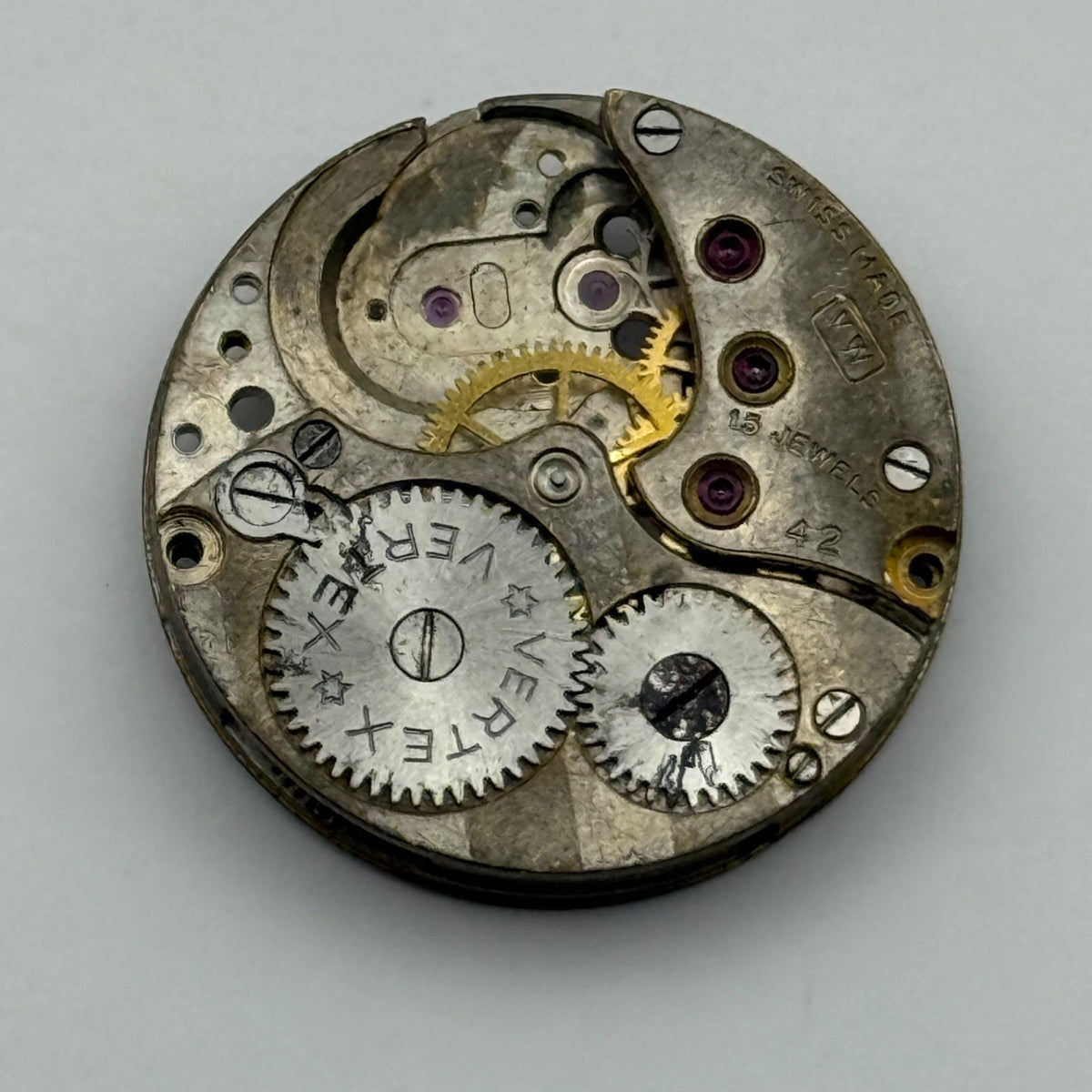 Vertex Revue 42 Watch Movement - For Parts / Repair - 19.6mm