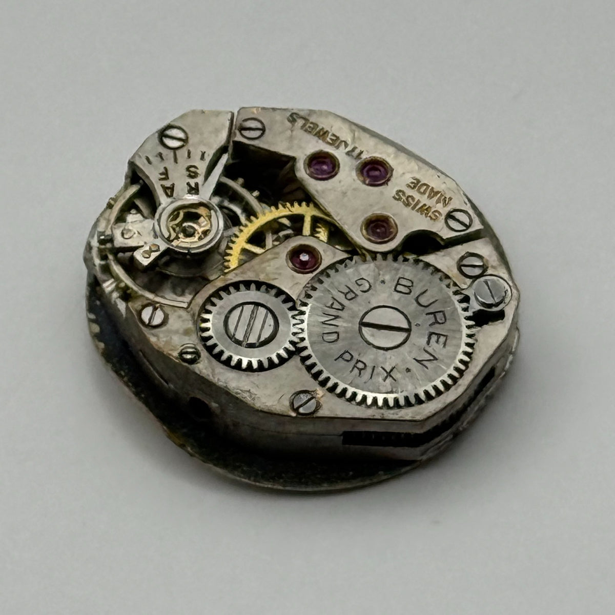 Buren 350 Watch Movement Grand Prix Swiss 17 Jewels Manual Wind Parts  15.2mm