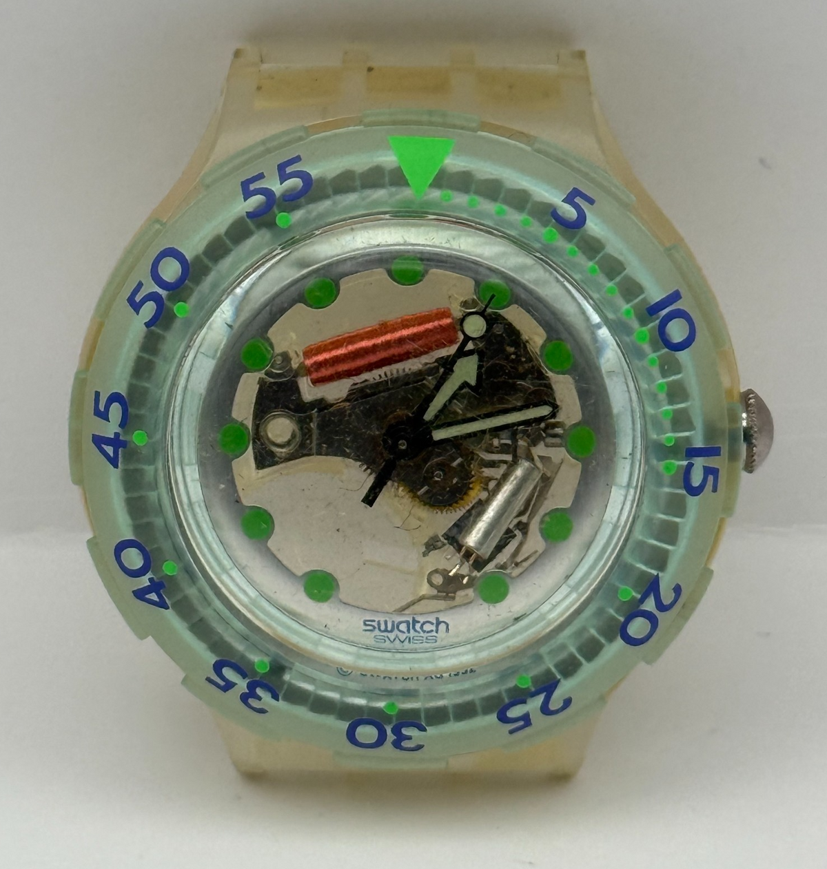 Vintage Swatch Scuba 200 Watch SDK107 Blue Ice 1995 ETA Quartz Swiss 40mm Parts 