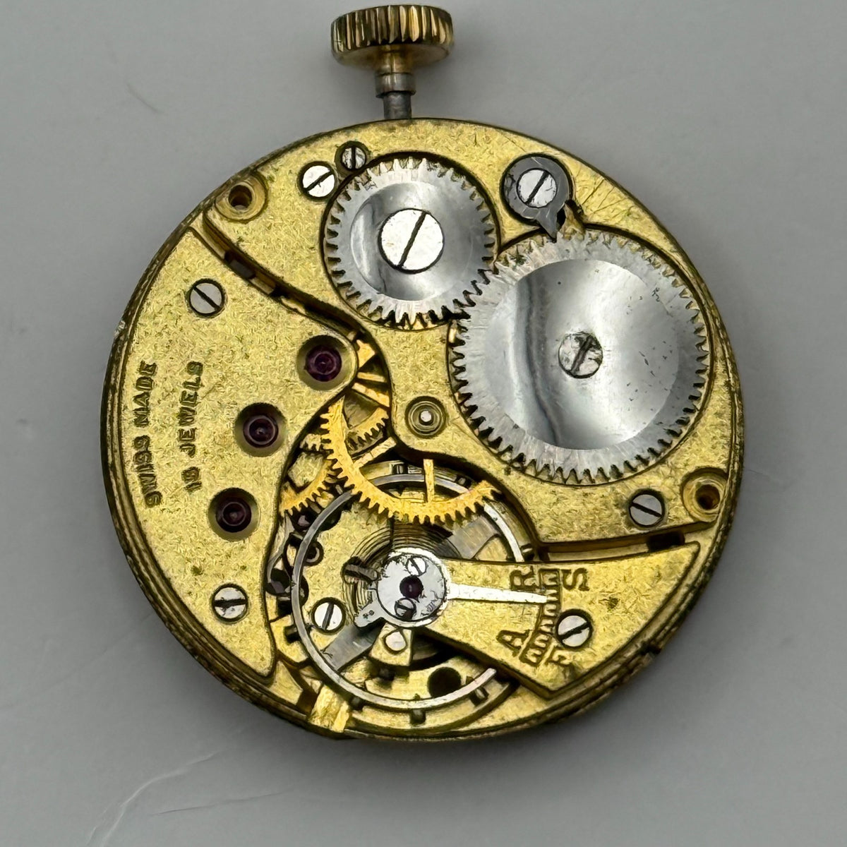 Unidentified Watch Movement Running 15 Jewels Swiss Manual Wind Parts 24.9mm