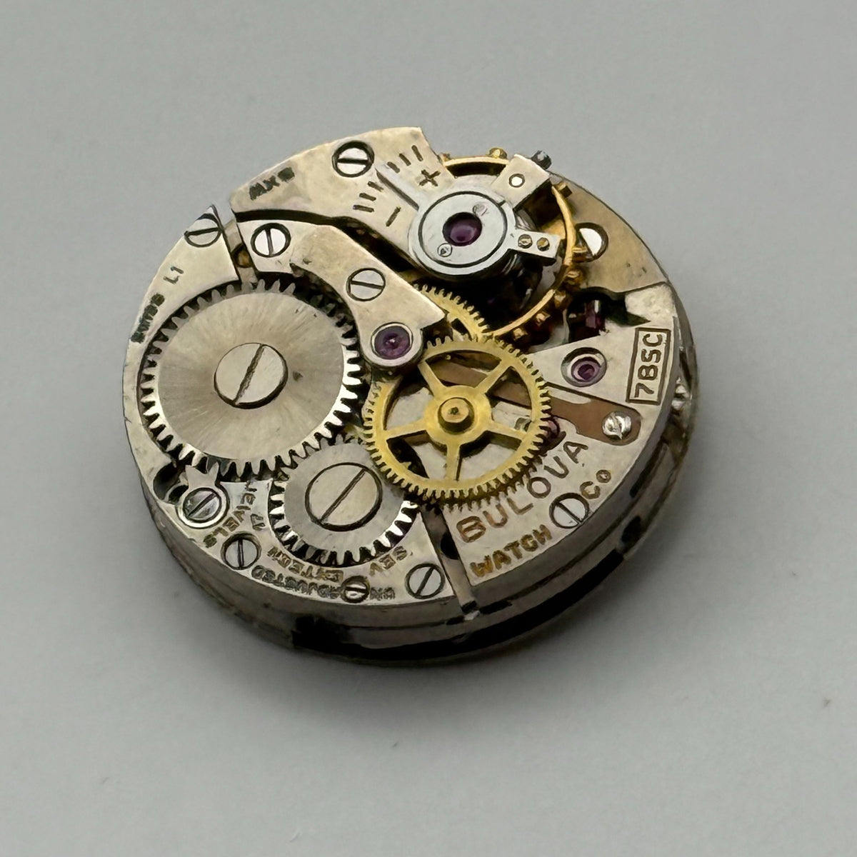 Bulova 7BSC Watch Movement Red Sweep Seconds Hand 17J Swiss Parts Repair 17.1mm