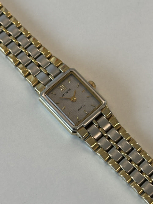 Accurist Two Tone Vintage Ladies Watch Grey Dial 16mm Working Stunning Piece