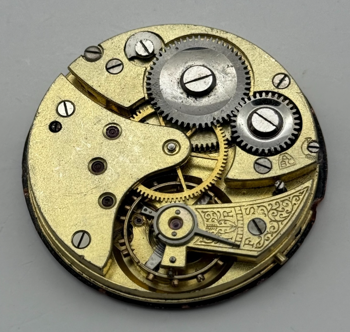 ABC Pocket Watch Movement Running Open Face 24 Hour Dial Parts Repair 40mm