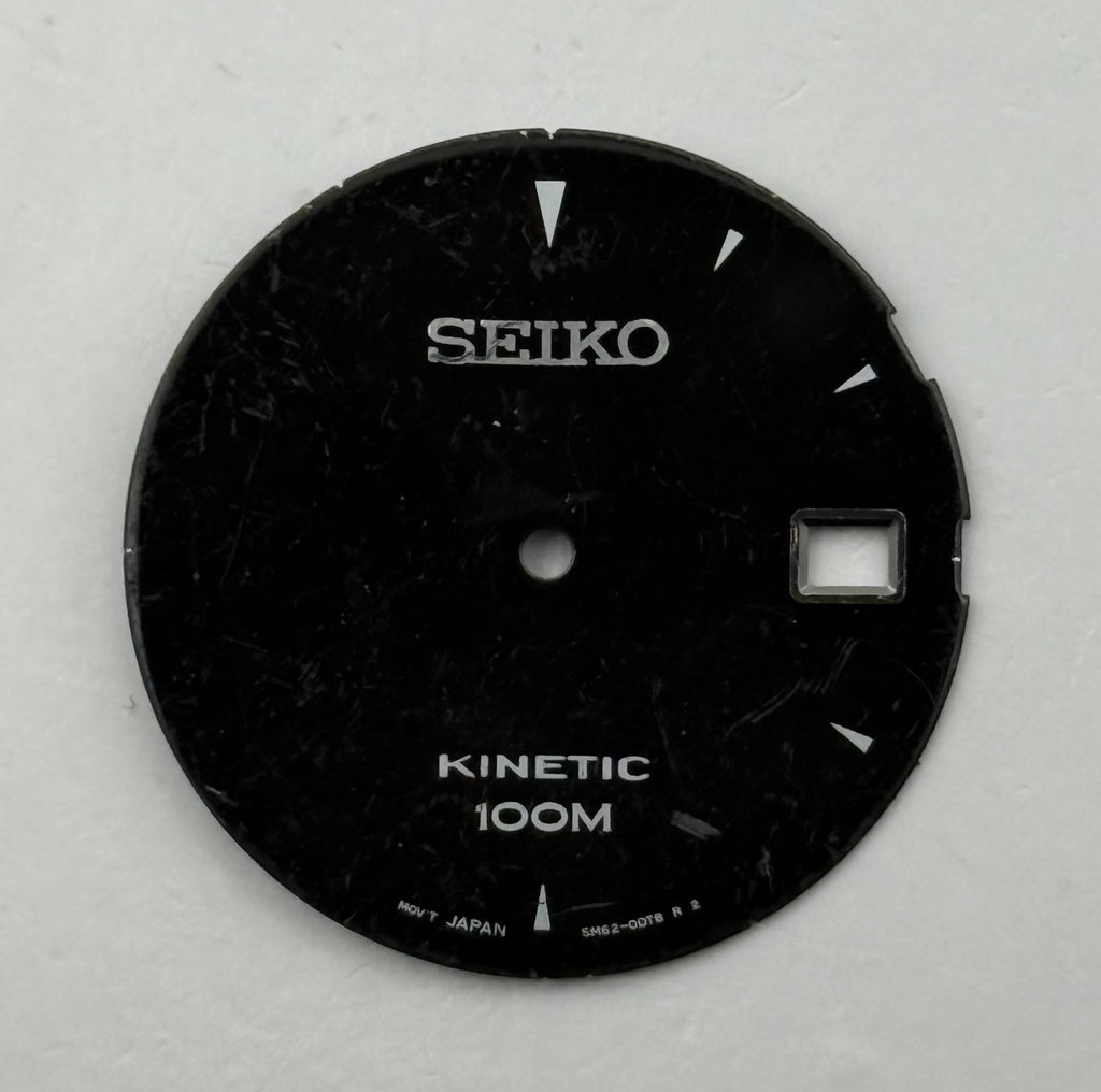 Seiko 5M62-0D78 Watch Dial Kinetic 100M Black Japan Spare Parts Repair 28.4mm