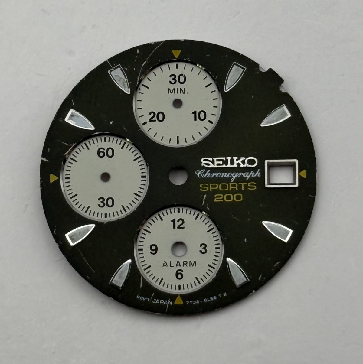 Seiko 7T32-6L58 Watch Dial Chronograph Sports 200 Spare Parts Repair 27.4mm