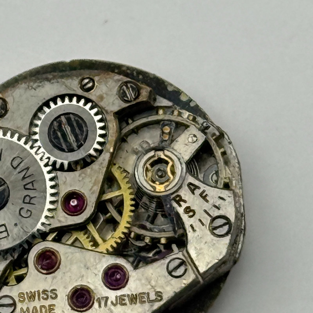 Buren 350 Watch Movement Grand Prix Swiss 17 Jewels Manual Wind Parts  15.2mm