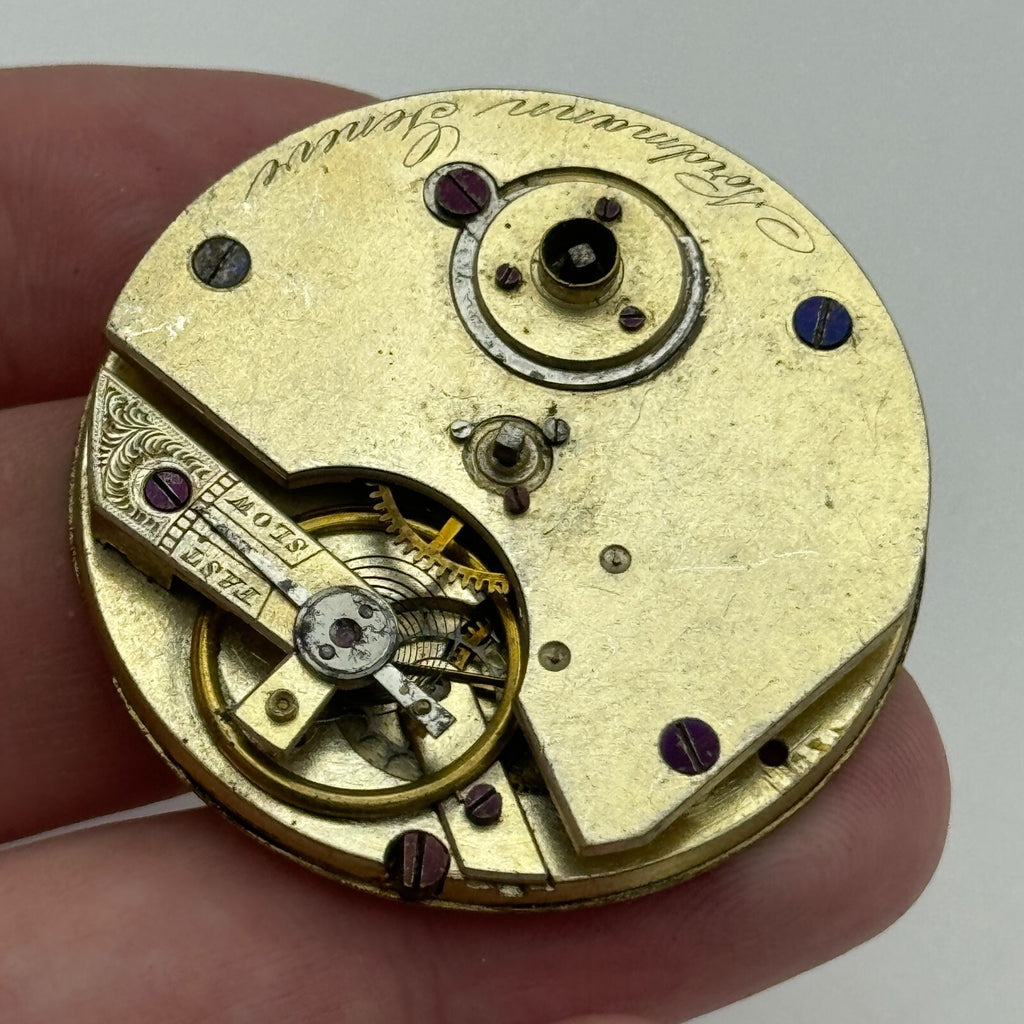Nordmann Geneve Antique Key Wound Pocket Watch Movement Parts Repair 40.7mm