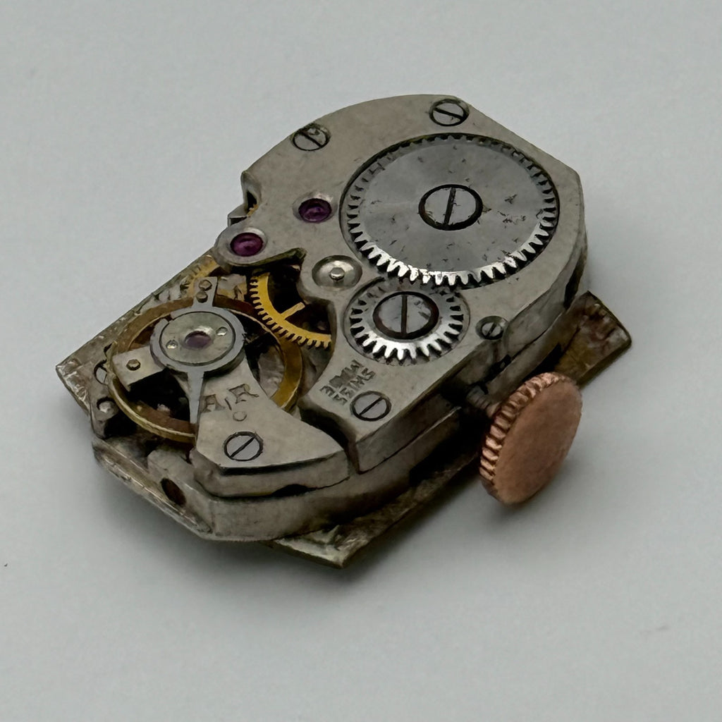 Unidentified Watch Movement Emes Cylinder Swiss Manual Wind Parts Repair 12.6mm