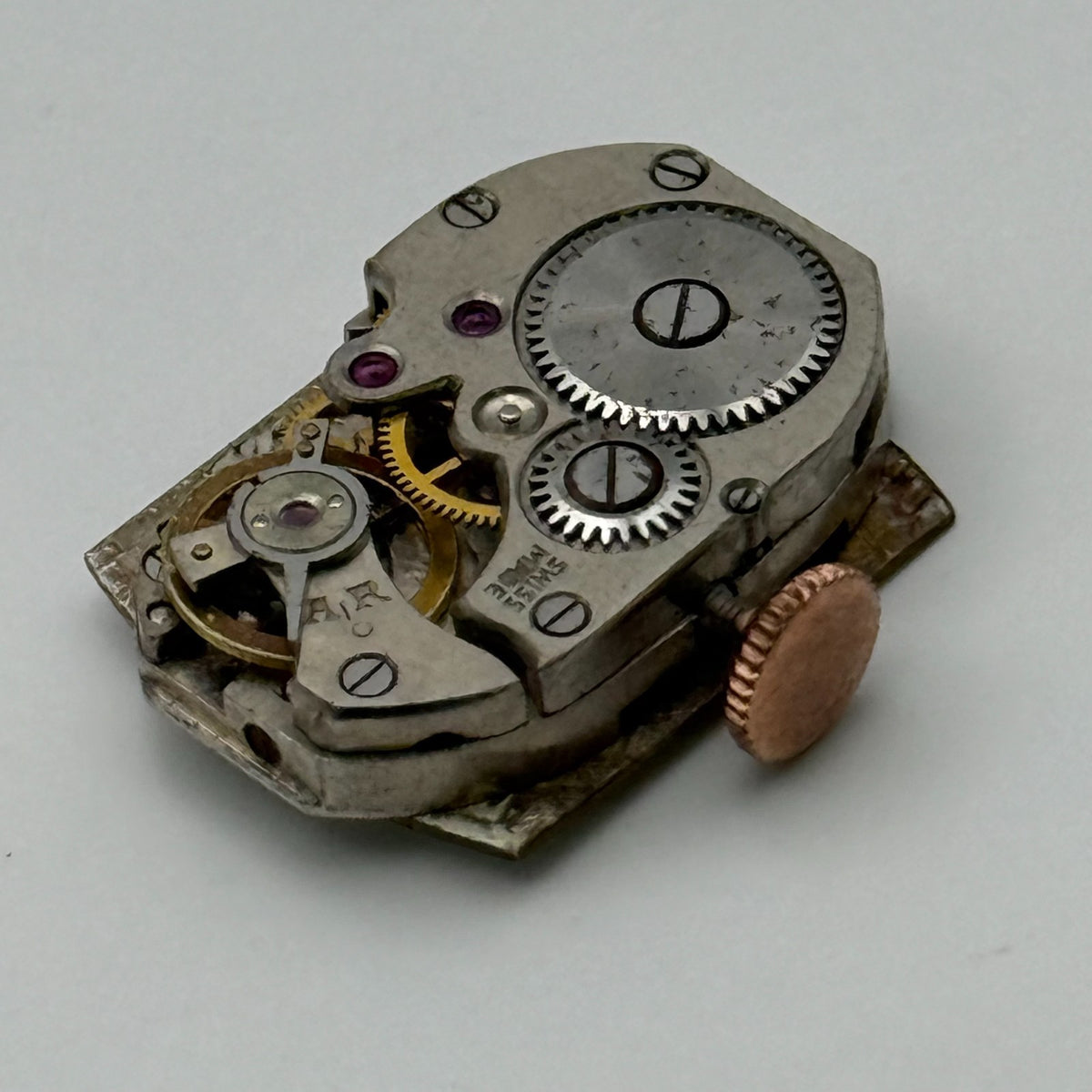 Unidentified Watch Movement Emes Cylinder Swiss Manual Wind Parts Repair 12.6mm