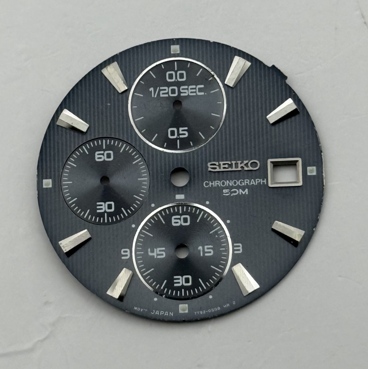 Seiko 7T92-0SG8 Watch Dial Chronograph 50M Black Japan Spare Parts Repair 27.9mm