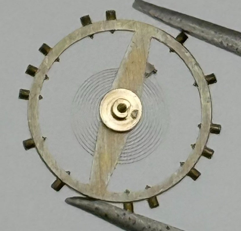 Lanco 1020 Balance Wheel Complete And Spring Progress Watch Movement Parts NOS