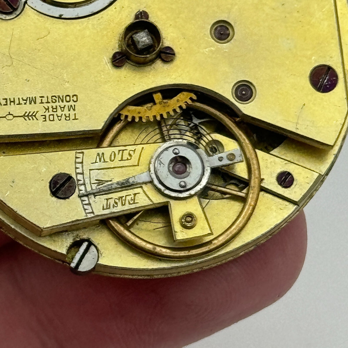 Trade Mark Consti Mathey Antique Key Wound Pocket Watch Movement Parts 40.5mm