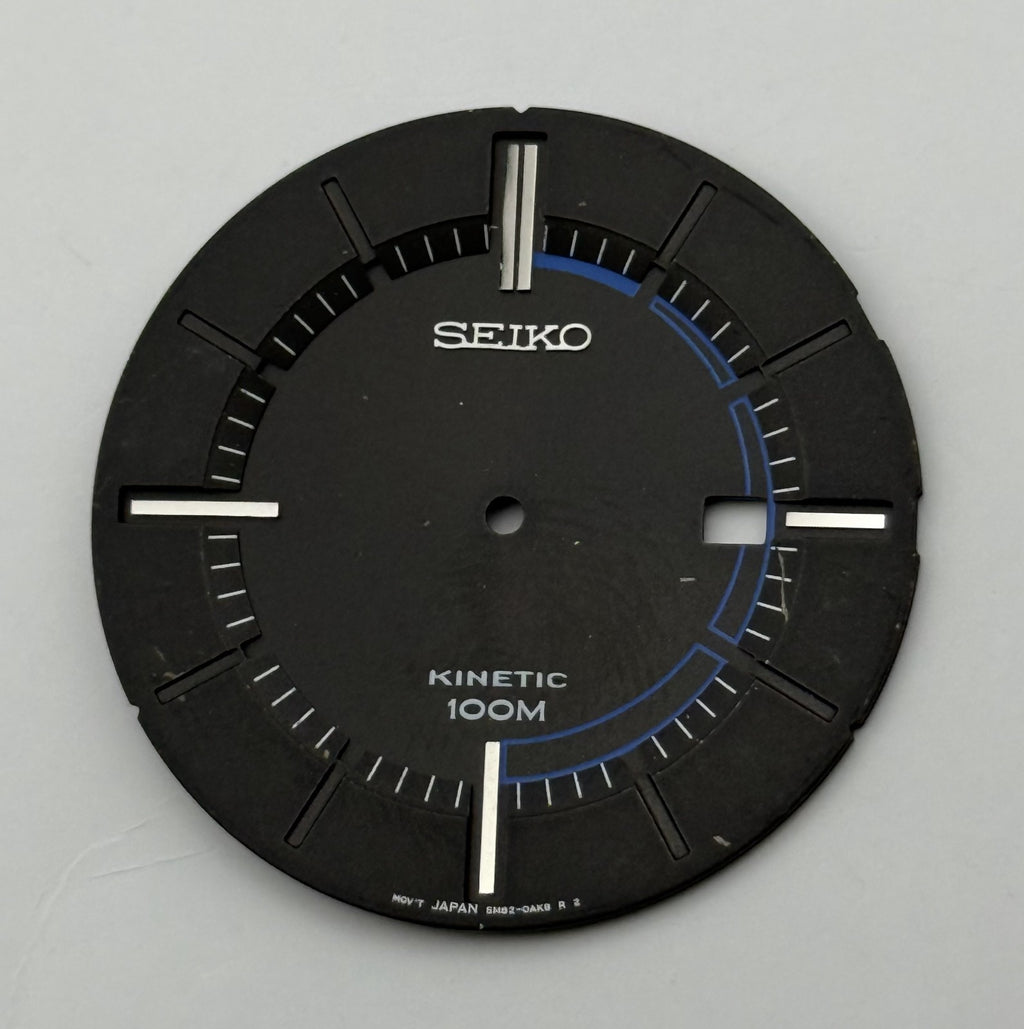 Seiko 5M82-0AK0 Watch Dial Kinetic 100M Black Japan Spare Parts Repair 36.4mm