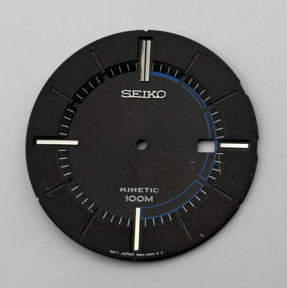 Seiko 5M82-0AK0 Watch Dial Kinetic 100M Black Japan Spare Parts Repair 36.4mm